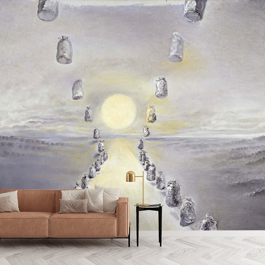 Grey Path of Enigmas Mural Waterproofing Surrealistic Living Room Wall Decoration Clearhalo 'Wall Decor' 'Wall Mural' 1505484