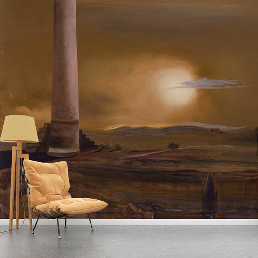 Salvador Dali the Towers Mural Surrealist Non-Woven Material Wall Covering in Brown Clearhalo 'Wall Decor' 'Wall Mural' 1505489