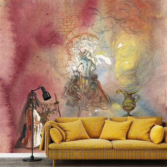 Surrealist Religious Wallpaper Mural Red Waterproofing Wall Art for Home Gallery Clearhalo 'Wall Decor' 'Wall Mural' 1505519