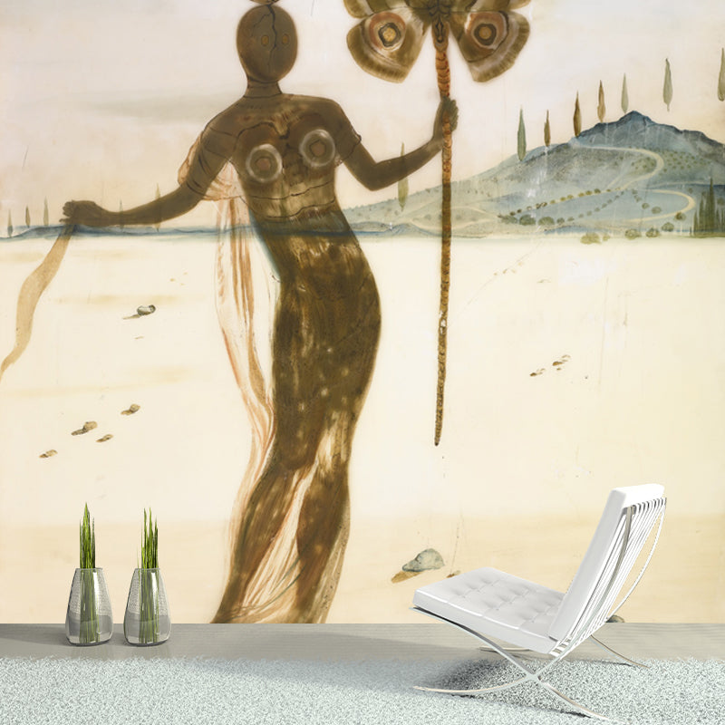 Brown Fancy Costume Wallpaper Mural Stain Resistant Surreal Bedroom Wall Decoration Brown Clearhalo 'Wall Decor' 'Wall Mural' 1505563