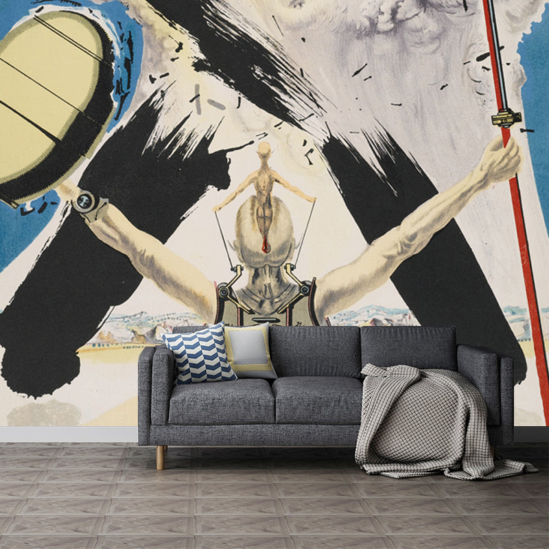 Salvador Dali Knight Painting Mural Surreal Water-Proof Living Room Wall Art, Customized Size Clearhalo 'Wall Decor' 'Wall Mural' 1505569