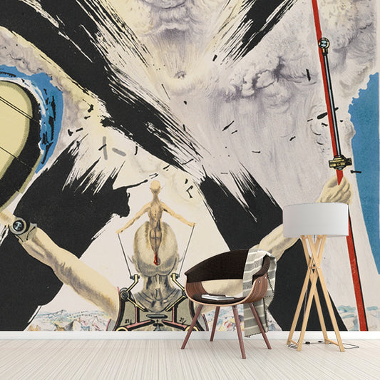 Salvador Dali Knight Painting Mural Surreal Water-Proof Living Room Wall Art, Customized Size Clearhalo 'Wall Decor' 'Wall Mural' 1505570