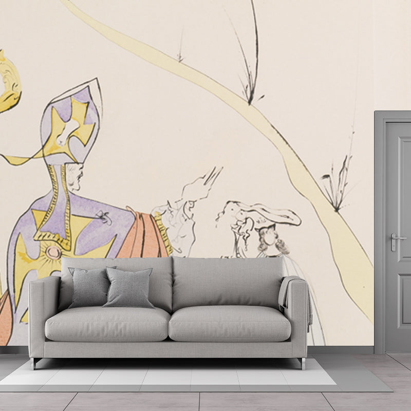 Religious Crown Ceremony Mural Surrealism Non-Woven Cloth Wall Covering in Pink for Home Clearhalo 'Wall Decor' 'Wall Mural' 1505575