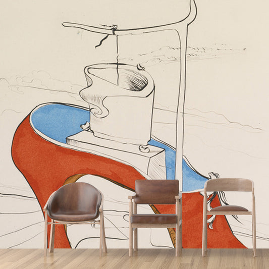 Large Shoe Producing Wall Mural in Red Non-Woven Wall Decor, Moisture Resistant, Custom Made Clearhalo 'Wall Decor' 'Wall Mural' 1505580