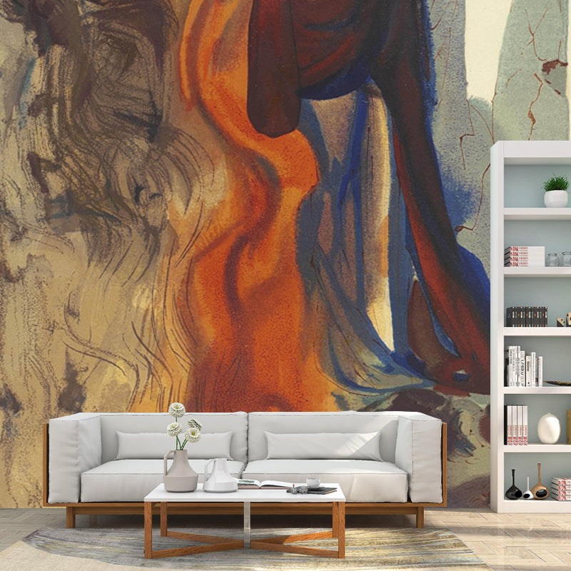 Red Catholic Priest Painting Mural Washable Surrealism Living Room Wall Covering Clearhalo 'Wall Decor' 'Wall Mural' 1505704