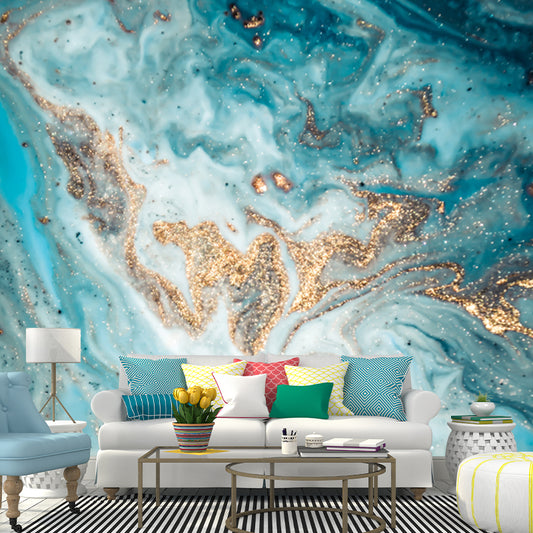 Illustration Sea Wave Wall Mural Decal Full Size Wall Art for Living Room, Custom Print Clearhalo 'Wall Decor' 'Wall Mural' 1505754