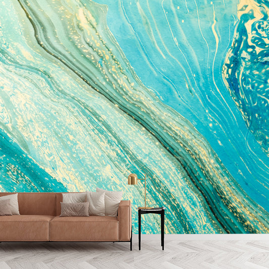 Custom Illustration Tropics Mural with Stream Pattern in Green, Non-Woven Fabric Clearhalo 'Wall Decor' 'Wall Mural' 1505774