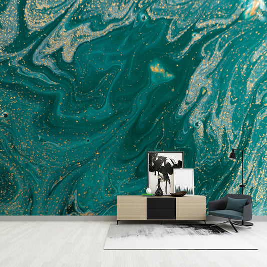 Green Wave Wall Covering Mural Waterproofing Wall Art for Hallway, Custom Printed Clearhalo 'Wall Decor' 'Wall Mural' 1505779