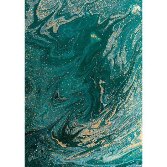 Green Wave Wall Covering Mural Waterproofing Wall Art for Hallway, Custom Printed Clearhalo 'Wall Decor' 'Wall Mural' 1505781