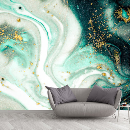 Enchanting Abstract Mural Decal for Home Wave Printed Wall Art in Green, Made to Measure Green Clearhalo 'Wall Decor' 'Wall Mural' 1505808