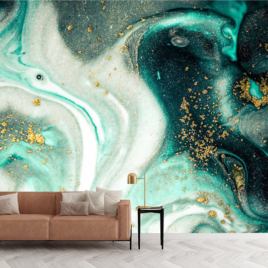 Enchanting Abstract Mural Decal for Home Wave Printed Wall Art in Green, Made to Measure