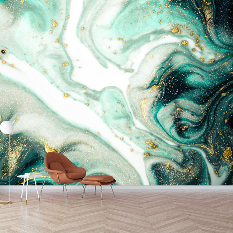 Enchanting Abstract Mural Decal for Home Wave Printed Wall Art in Green, Made to Measure Clearhalo 'Wall Decor' 'Wall Mural' 1505810