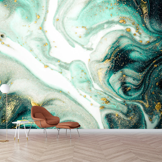 Enchanting Abstract Mural Decal for Home Wave Printed Wall Art in Green, Made to Measure Clearhalo 'Wall Decor' 'Wall Mural' 1505810