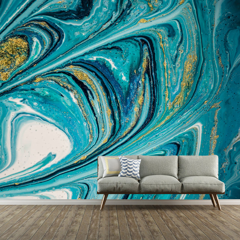 Sea Ripples Wall Paper Mural Blue Tropical Wall Covering for Bedroom, Custom Made Blue Clearhalo 'Wall Decor' 'Wall Mural' 1505813