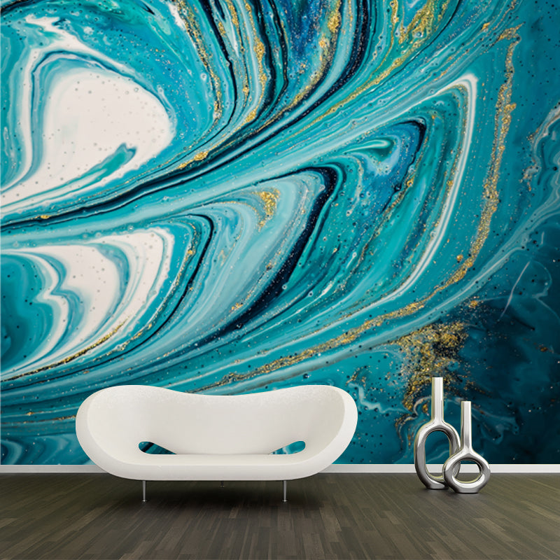 Sea Ripples Wall Paper Mural Blue Tropical Wall Covering for Bedroom, Custom Made Clearhalo 'Wall Decor' 'Wall Mural' 1505814