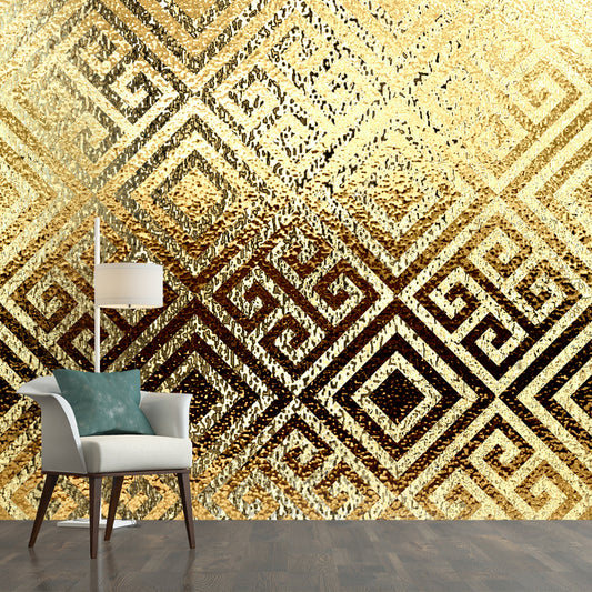 Gold Foil Wallpaper Mural Geometric Pattern Artistic Moisture Resistant Wall Decor Clearhalo 'Wall Decor' 'Wall Mural' 1505829