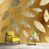 Modern Art Foliage Mural Wallpaper Gold Foil Wall Covering for Accent Wall, Custom Made Clearhalo 'Wall Decor' 'Wall Mural' 1505850