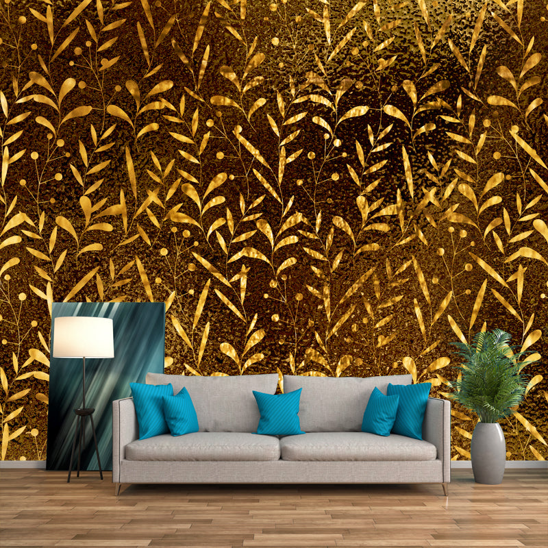 Full Size Foil Wallpaper Mural Artistry Pretty Botanics Wall Decor in Bright Color Clearhalo 'Wall Decor' 'Wall Mural' 1505854