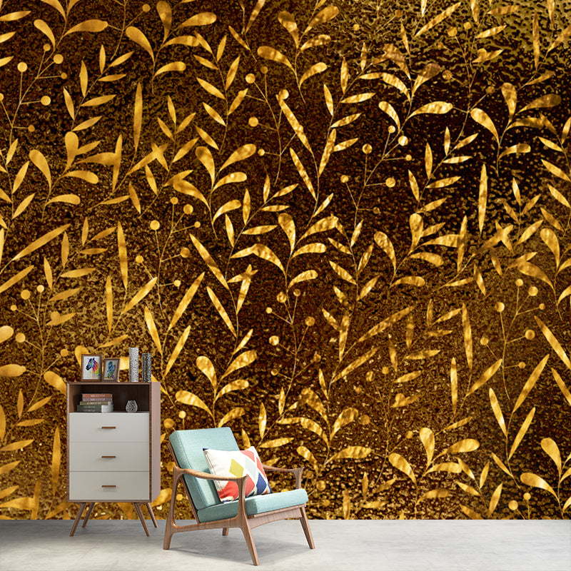 Full Size Foil Wallpaper Mural Artistry Pretty Botanics Wall Decor in Bright Color Clearhalo 'Wall Decor' 'Wall Mural' 1505855