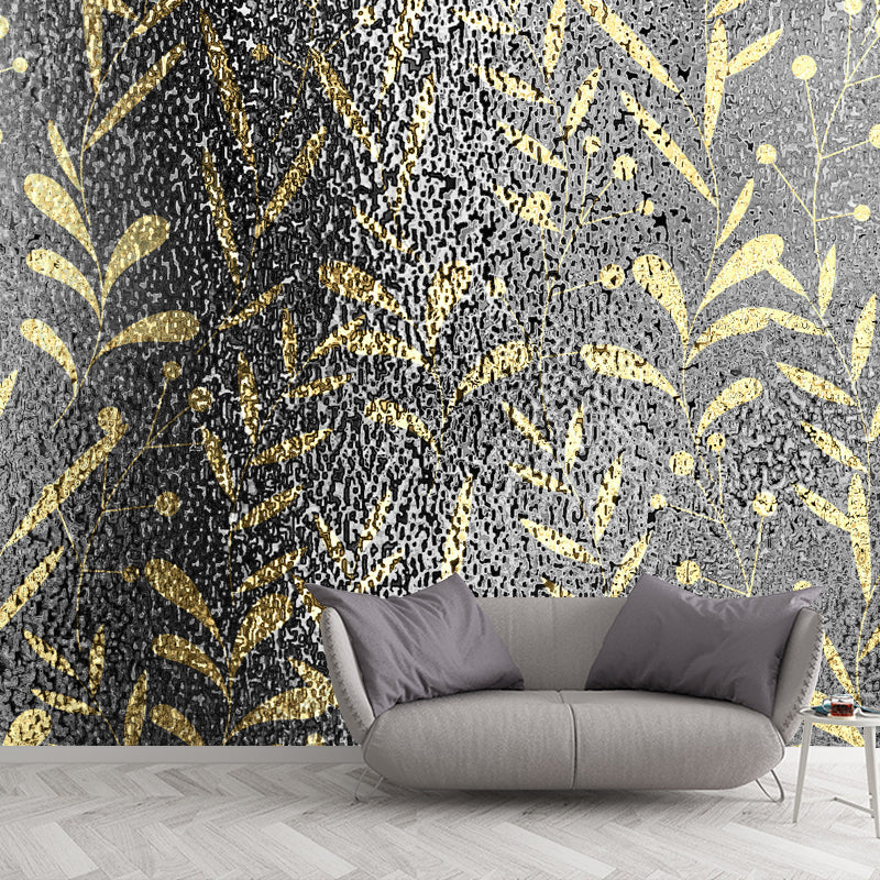 Full Size Foil Wallpaper Mural Artistry Pretty Botanics Wall Decor in Bright Color Clearhalo 'Wall Decor' 'Wall Mural' 1505859