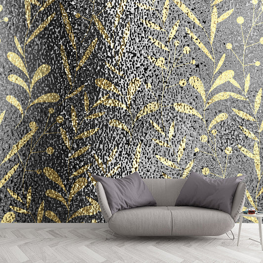 Full Size Foil Wallpaper Mural Artistry Pretty Botanics Wall Decor in Bright Color Clearhalo 'Wall Decor' 'Wall Mural' 1505859