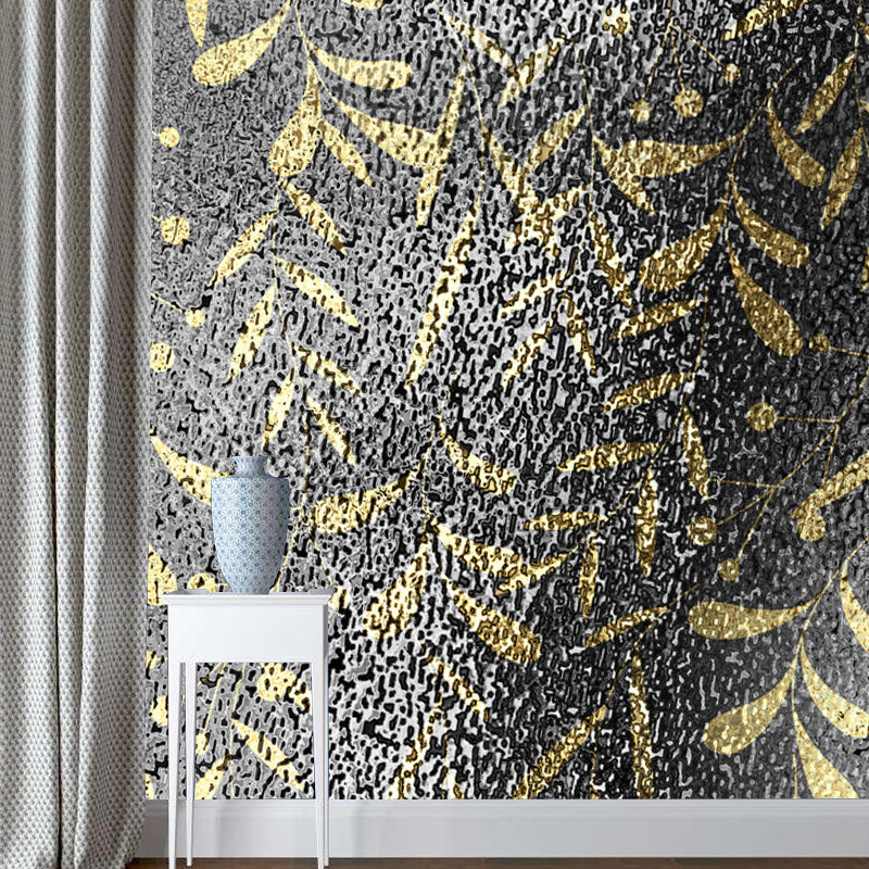 Full Size Foil Wallpaper Mural Artistry Pretty Botanics Wall Decor in Bright Color Clearhalo 'Wall Decor' 'Wall Mural' 1505860