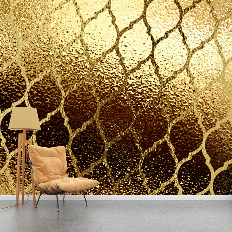 Ogee Patterned Foil Wall Mural Contemporary Stain Resistant Bedroom Wall Art, Made to Measure Clearhalo 'Wall Decor' 'Wall Mural' 1505869