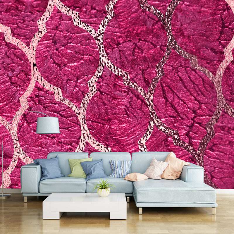 Ogee Patterned Foil Wall Mural Contemporary Stain Resistant Bedroom Wall Art, Made to Measure Clearhalo 'Wall Decor' 'Wall Mural' 1505874