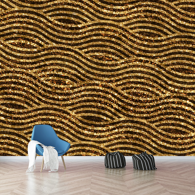 Illustration Waves Foil Mural Wallpaper Large Size Wall Covering for Home, Custom Print Clearhalo 'Wall Decor' 'Wall Mural' 1505879