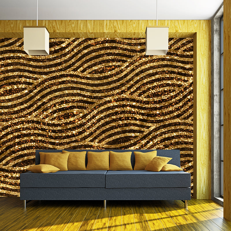 Illustration Waves Foil Mural Wallpaper Large Size Wall Covering for Home, Custom Print Clearhalo 'Wall Decor' 'Wall Mural' 1505880