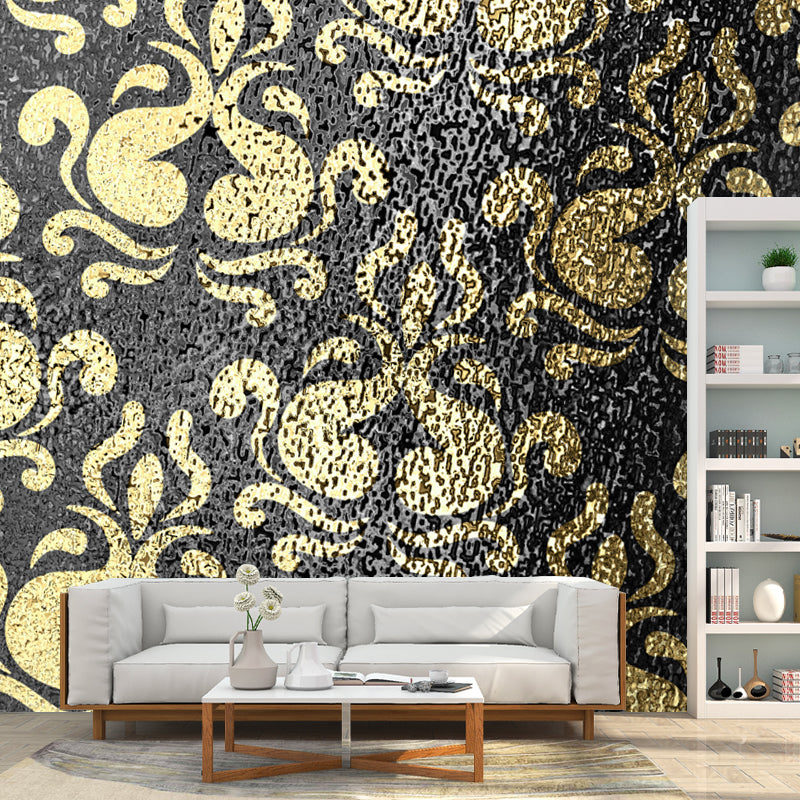 Foil Damask Print Mural Decal Retro Style Semi-Gloss Wall Decoration for Living Room Clearhalo 'Wall Decor' 'Wall Mural' 1505884