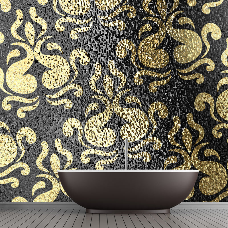 Foil Damask Print Mural Decal Retro Style Semi-Gloss Wall Decoration for Living Room Clearhalo 'Wall Decor' 'Wall Mural' 1505885