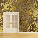 Foil Damask Print Mural Decal Retro Style Semi-Gloss Wall Decoration for Living Room Clearhalo 'Wall Decor' 'Wall Mural' 1505889