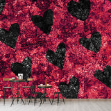 Modern Loving Heart Print Mural Soft-Color Foil Wall Decoration for Girls Bedroom Clearhalo 'Wall Decor' 'Wall Mural' 1505945