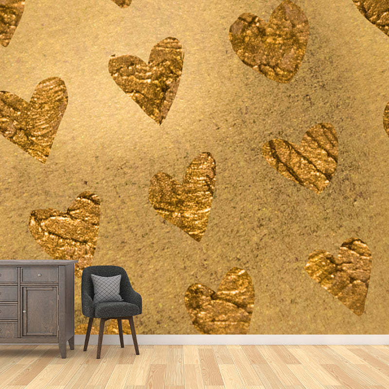 Modern Loving Heart Print Mural Soft-Color Foil Wall Decoration for Girls Bedroom Clearhalo 'Wall Decor' 'Wall Mural' 1505949