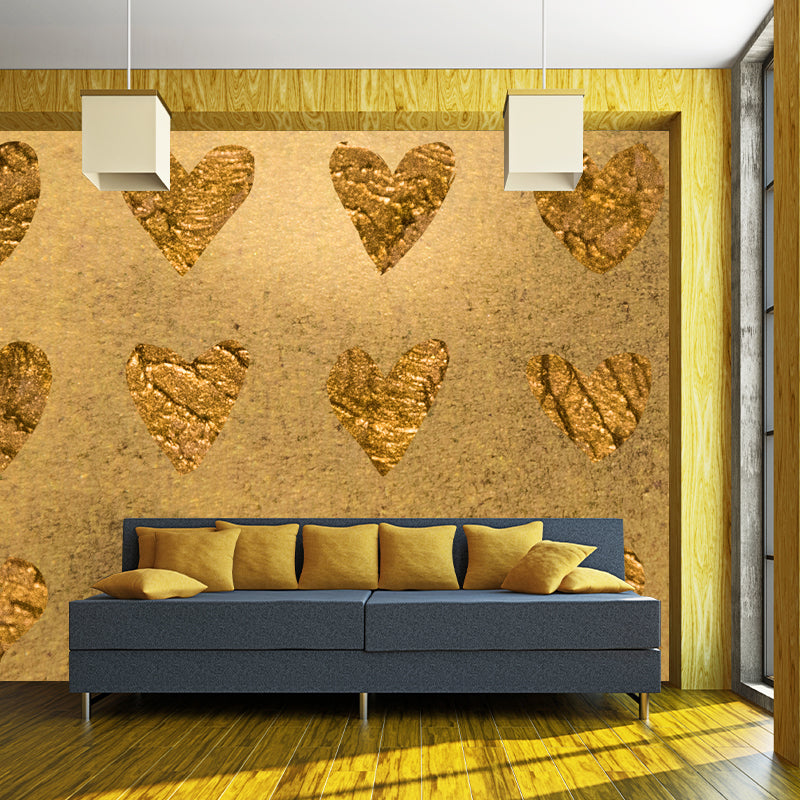 Modern Loving Heart Print Mural Soft-Color Foil Wall Decoration for Girls Bedroom Clearhalo 'Wall Decor' 'Wall Mural' 1505950