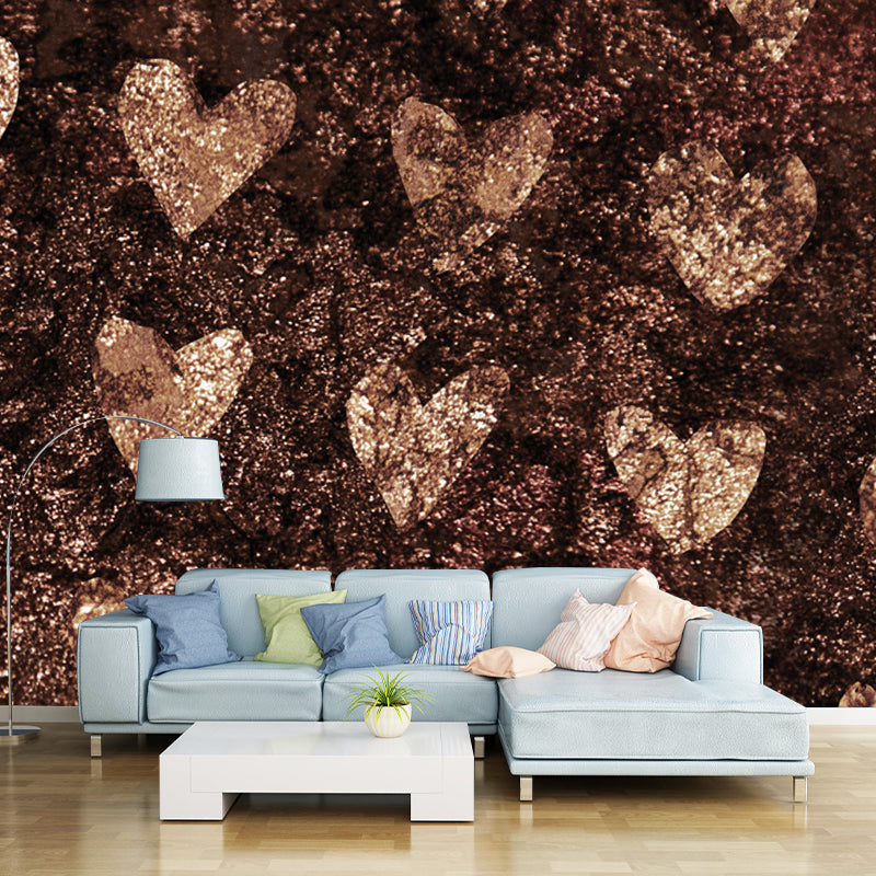 Modern Loving Heart Print Mural Soft-Color Foil Wall Decoration for Girls Bedroom Clearhalo 'Wall Decor' 'Wall Mural' 1505954