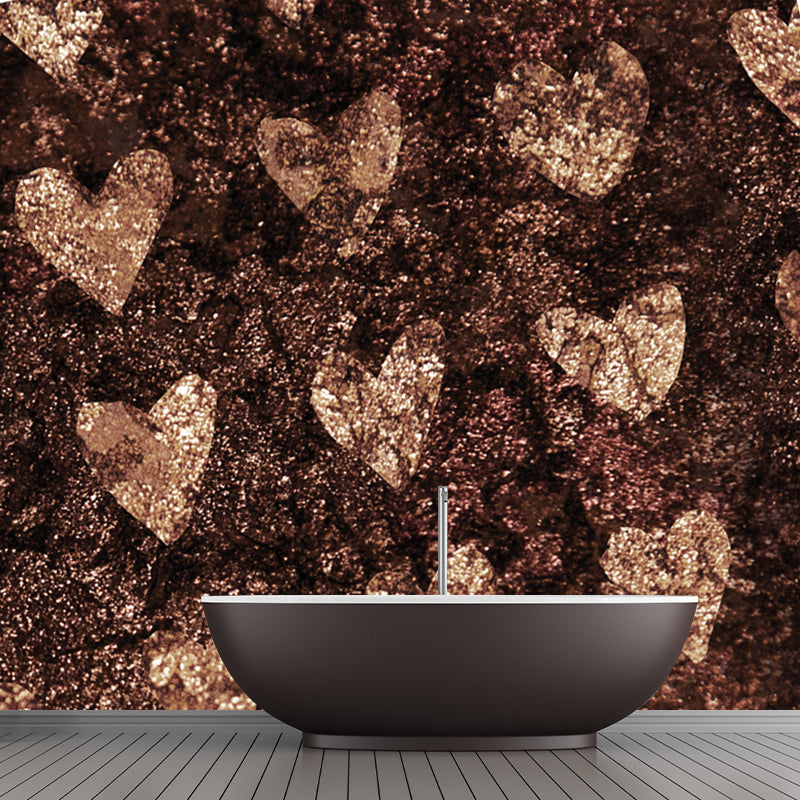 Modern Loving Heart Print Mural Soft-Color Foil Wall Decoration for Girls Bedroom Clearhalo 'Wall Decor' 'Wall Mural' 1505955