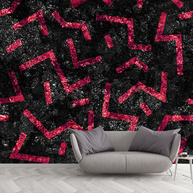 Huge Maze Lines Foil Mural Dark Color Non-Woven Material Wall Covering, Washable, Custom Made Clearhalo 'Wall Decor' 'Wall Mural' 1505959