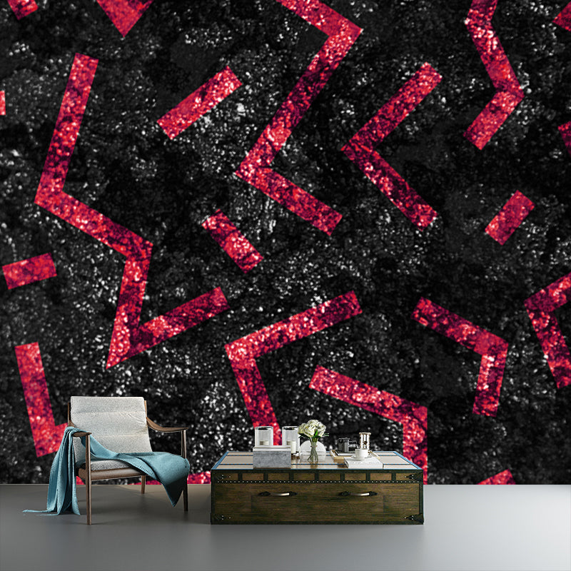 Huge Maze Lines Foil Mural Dark Color Non-Woven Material Wall Covering, Washable, Custom Made Clearhalo 'Wall Decor' 'Wall Mural' 1505960