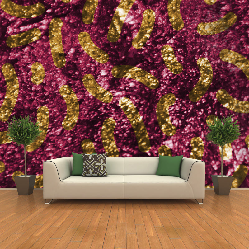 Curves Print Foil Wallpaper Mural Contemporary Glitter Wall Art in Dark Color for Home Clearhalo 'Wall Decor' 'Wall Mural' 1505970