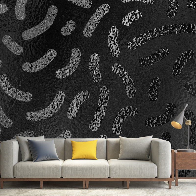 Curves Print Foil Wallpaper Mural Contemporary Glitter Wall Art in Dark Color for Home Clearhalo 'Wall Decor' 'Wall Mural' 1505974