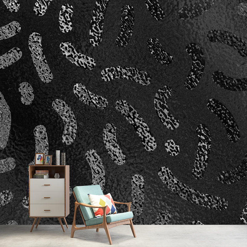 Curves Print Foil Wallpaper Mural Contemporary Glitter Wall Art in Dark Color for Home Clearhalo 'Wall Decor' 'Wall Mural' 1505975
