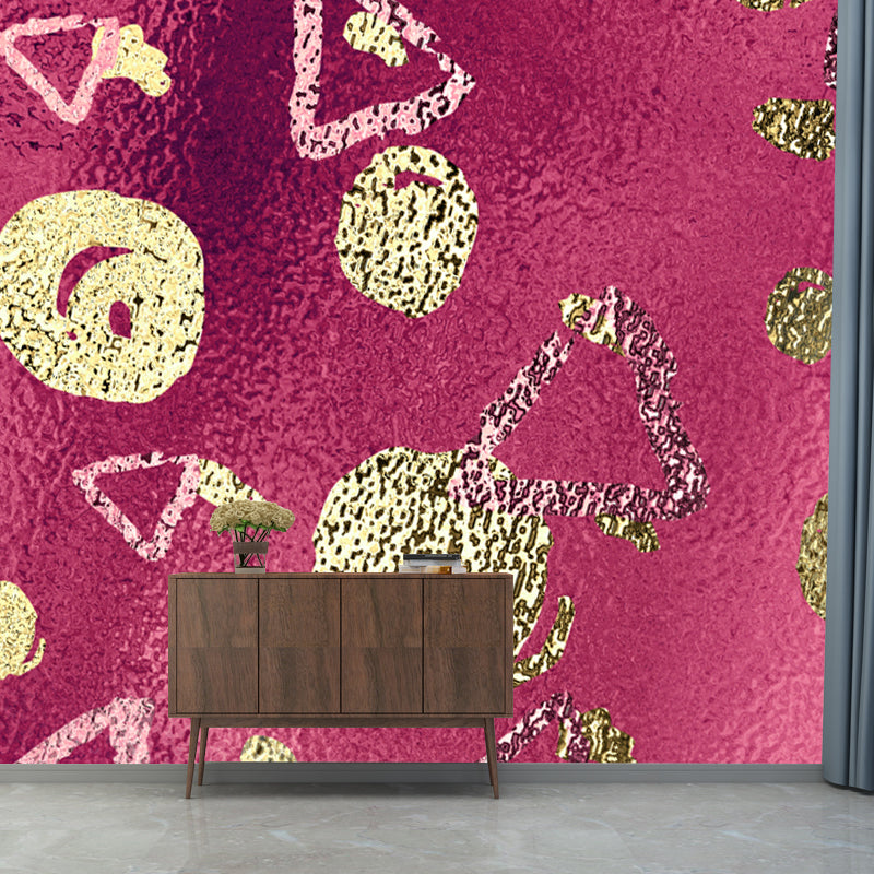 Custom Illustration Artistry Mural with Foil Geometric Shapes Pattern in Pastel Color Clearhalo 'Wall Decor' 'Wall Mural' 1505979