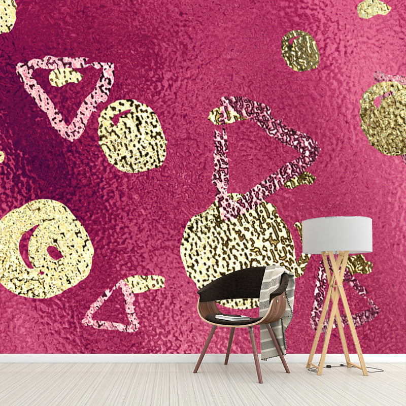 Custom Illustration Artistry Mural with Foil Geometric Shapes Pattern in Pastel Color Clearhalo 'Wall Decor' 'Wall Mural' 1505980