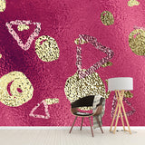 Custom Illustration Artistry Mural with Foil Geometric Shapes Pattern in Pastel Color Clearhalo 'Wall Decor' 'Wall Mural' 1505980