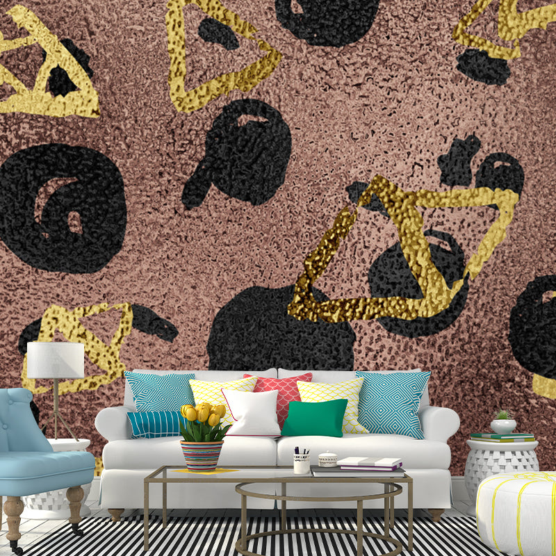 Custom Illustration Artistry Mural with Foil Geometric Shapes Pattern in Pastel Color Clearhalo 'Wall Decor' 'Wall Mural' 1505989