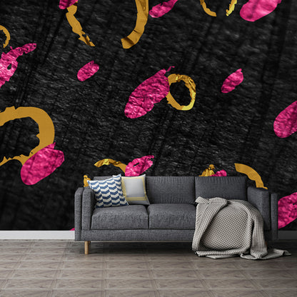 Modern Circles Foil Mural Decal Dark Color Moisture Resistant Wall Decor for Room Black Clearhalo 'Wall Decor' 'Wall Mural' 1505993