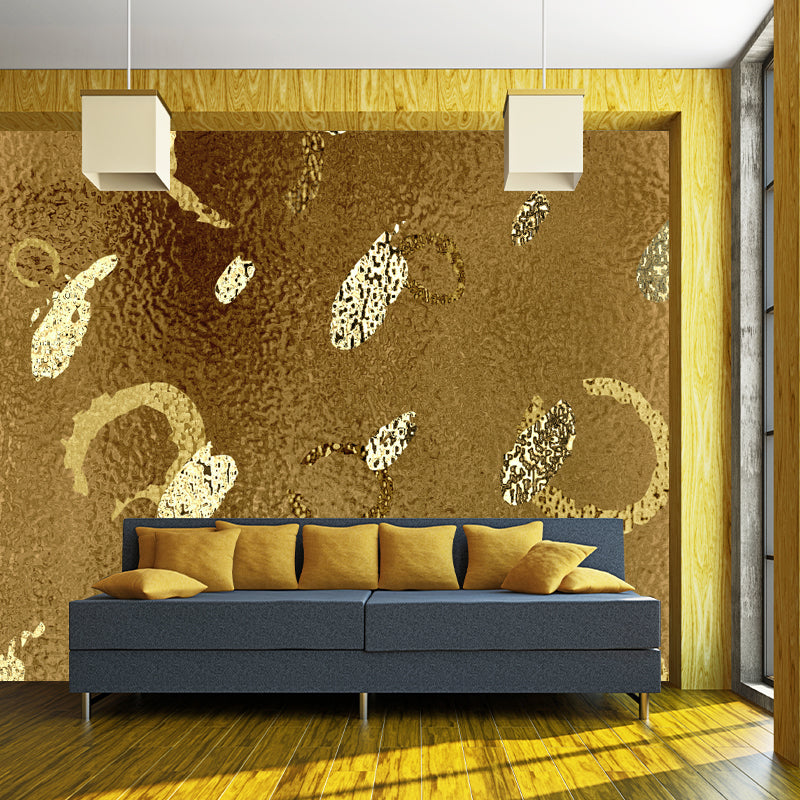 Modern Circles Foil Mural Decal Dark Color Moisture Resistant Wall Decor for Room Gold Clearhalo 'Wall Decor' 'Wall Mural' 1505998