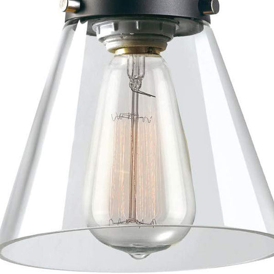 Black 1 Light Ceiling Pendant Light Industrial Clear Glass Cone Shade Hanging Lamp for Kitchen Clearhalo 'Ceiling Lights' 'Glass shade' 'Glass' 'Industrial Pendants' 'Industrial' 'Middle Century Pendants' 'Pendant Lights' 'Pendants' 'Tiffany' Lighting' 150599